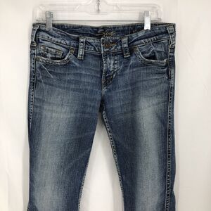 Silver Jeans Frances Capri Crop Bootcut Denim Lightly Distressed 29 (32x26)